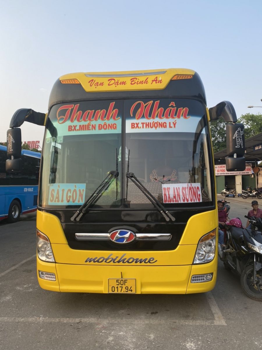 Xe khách Hải Phòng Sài Gòn nhà xe Thành Nhân đón trả khách tại bến xe Thượng Lý quận Hồng Bàng.