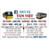 Vĩnh Phúc ☞ Nội Bài ☞Bắc Ninh ☞ Bắc Giang ☞ Lạng Sơn ☞ Tân Thanh  xe Tâm Việt